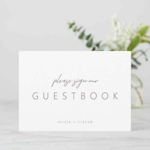 Elegant Minimalist Calligraphy Wedding Guest Book 