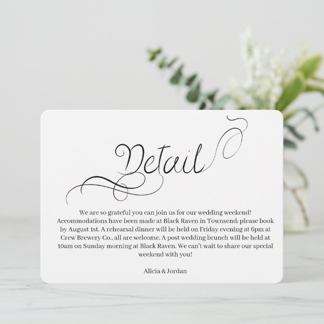 Elegant Minimalist Calligraphy Wedding Invitation (Standing Front)