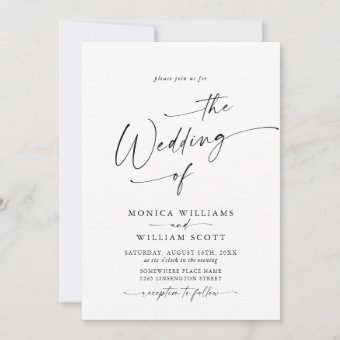 Elegant Minimalist Calligraphy Wedding Invitation | Zazzle