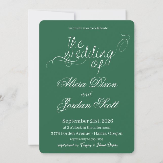 Elegant Minimalist Calligraphy Wedding Invitation (Front)