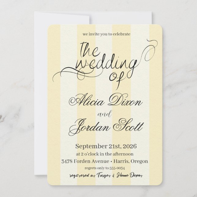 Elegant Minimalist Calligraphy Wedding Invitation (Front)