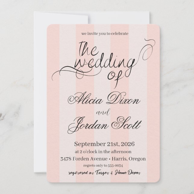 Elegant Minimalist Calligraphy Wedding Invitation (Front)