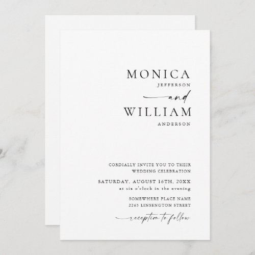 Elegant Minimalist Calligraphy Wedding Invitation