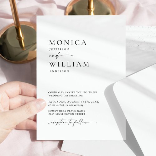 Elegant Minimalist Calligraphy Wedding Invitation