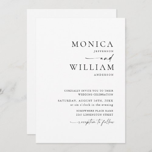 Elegant Minimalist Calligraphy Wedding Invitation