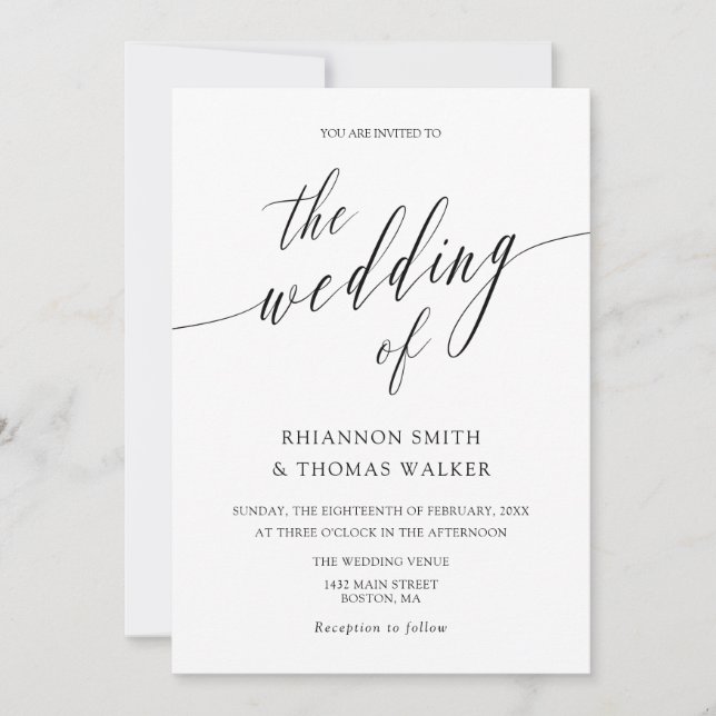 Elegant Minimalist Calligraphy Wedding Invitation (Front)