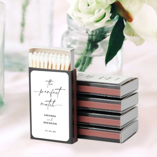 Elegant Minimalist Calligraphy Wedding Matchboxes