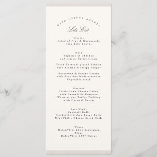 Elegant Minimalist Calligraphy Wedding Menu