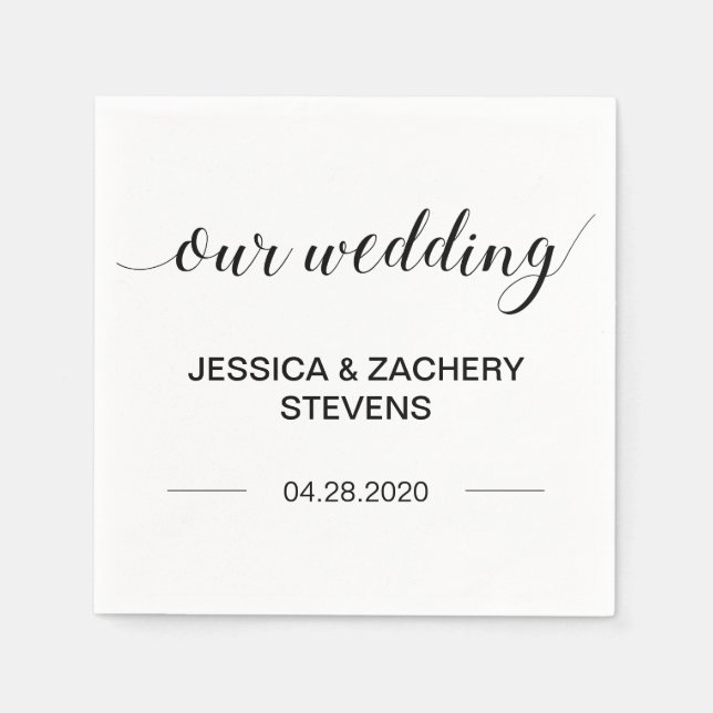Elegant Minimalist Calligraphy Wedding Napkins (Front)