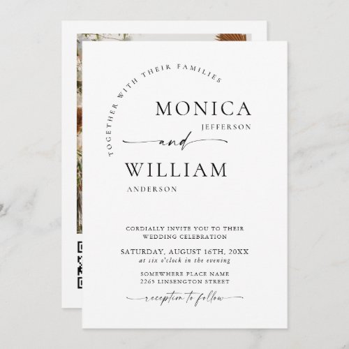 Elegant Minimalist Calligraphy Wedding One Photo Invitation