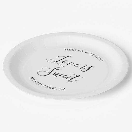 Elegant Minimalist Calligraphy Wedding Paper Plates Zazzle