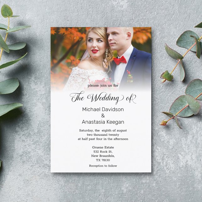 elegant minimalist calligraphy wedding  photo chic invitation (Creator Uploaded)