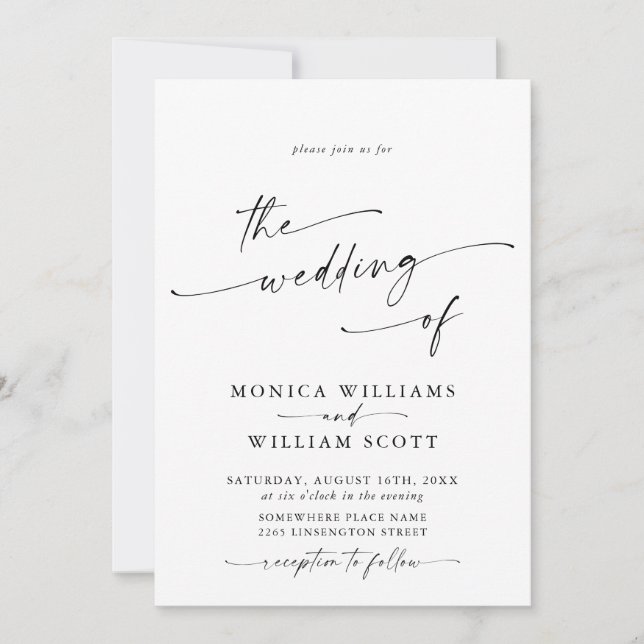 Elegant Minimalist Calligraphy Wedding PHOTO Invitation