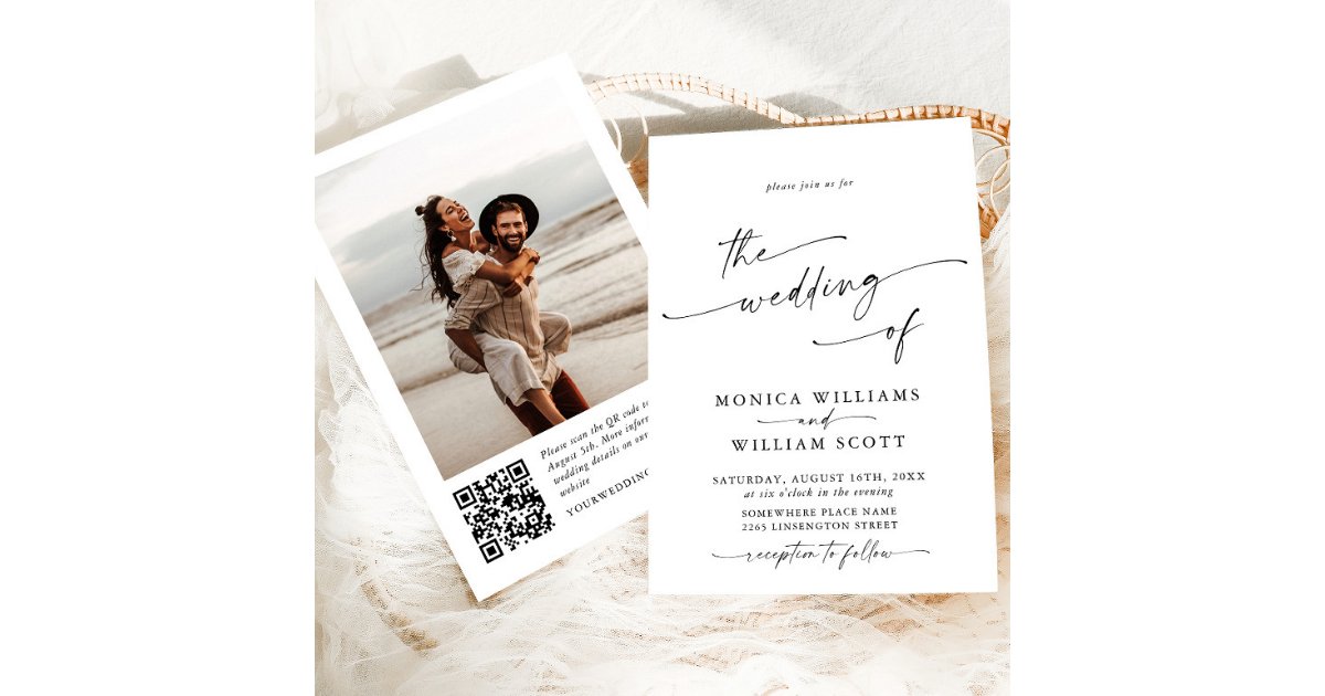 Elegant Minimalist Calligraphy Wedding PHOTO Invitation