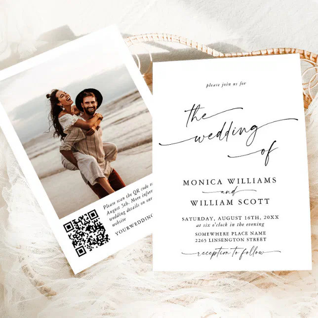 Elegant Minimalist Calligraphy Wedding PHOTO Invitation