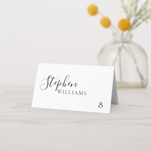 Elegant Minimalist Calligraphy Wedding Place Card