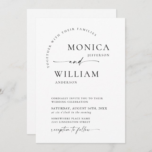 Elegant Minimalist Calligraphy Wedding QR code Invitation (Front/Back)