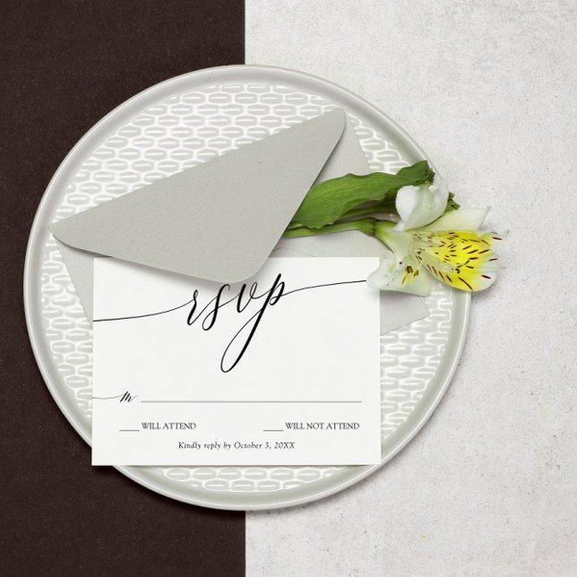 Elegant Minimalist Calligraphy Wedding RSVP (Creator Uploaded)