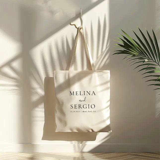 Elegant Minimalist Calligraphy Wedding Tote Bag
