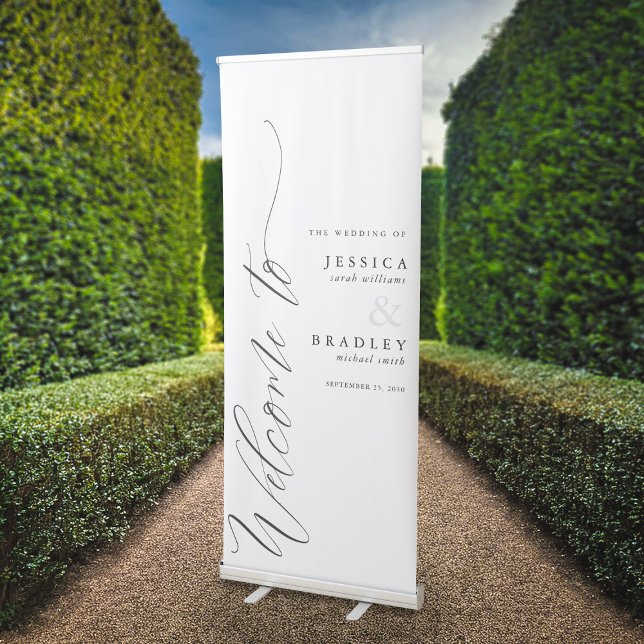 Elegant Minimalist Calligraphy Wedding Welcome Retractable Banner (Creator Uploaded)