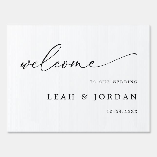 Elegant Minimalist Calligraphy Wedding Welcome Sign (Front)