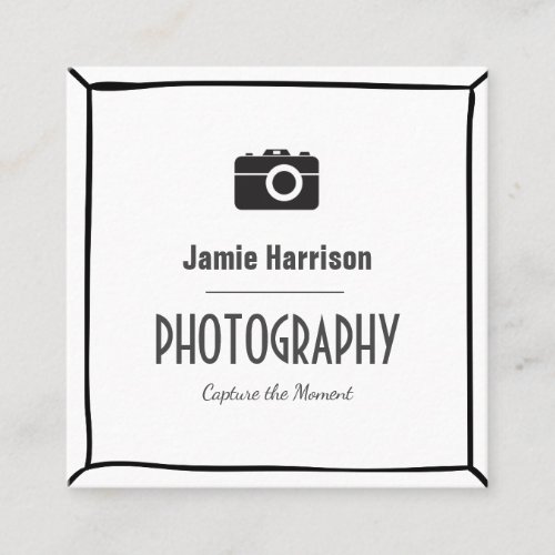 Elegant Minimalist Camera Icon Photography Square Business Card