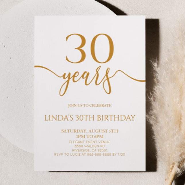 Elegant Minimalist Champagne 30th Birthday Party Invitation (Creator Uploaded)