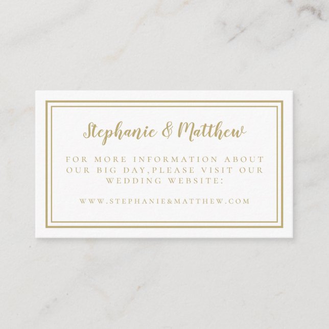 Elegant Minimalist Chic Gold Wedding Website Enclosure Card (Front)