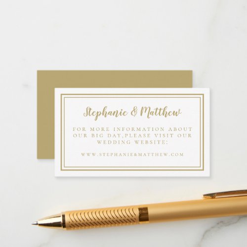 Elegant Minimalist Chic Gold Wedding Website Enclosure Card