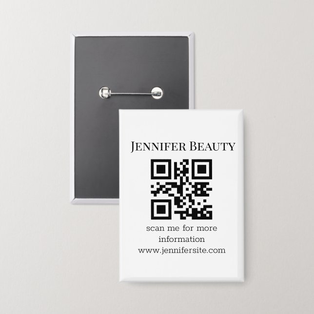 elegant minimalist chic qr code small business button (Front/Back)