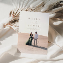 Elegant Minimalist Chic Script Photo Wedding Invit Invitation