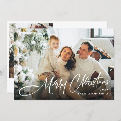 Elegant Minimalist Christmas 2 Photo QR code Holiday Card