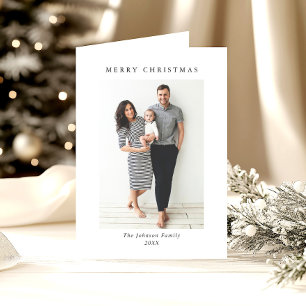 Elegant Minimalist Christmas 2 Photo QR code Holiday Card