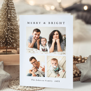 Elegant Minimalist Christmas 3 Photo QR code Holiday Card