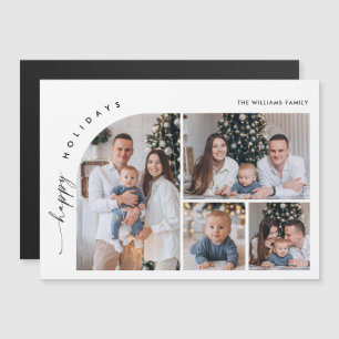 Elegant Minimalist Christmas 4 PHOTO Magnetic Card