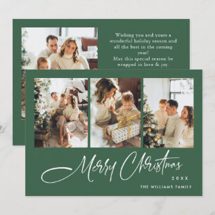 Elegant Minimalist Christmas 4 Photo QR code Holiday Card