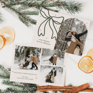 Elegant Minimalist Christmas Bow Family Photo Holiday Card