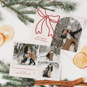 Elegant Minimalist Christmas Bow Family Photo Holiday Card