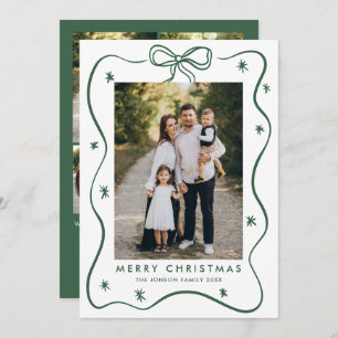 Elegant Minimalist Christmas Bow Ribbon 5 Photo Ho Holiday Card