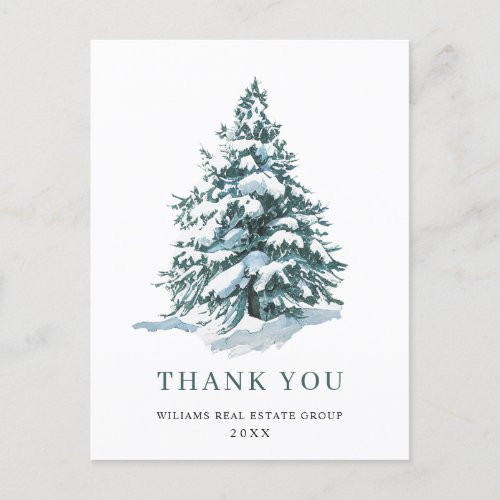 Elegant Minimalist Christmas Company Thank You Postcard
