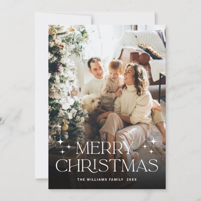 Elegant Minimalist Christmas Greeting 2 Photo Holiday Card (Front)