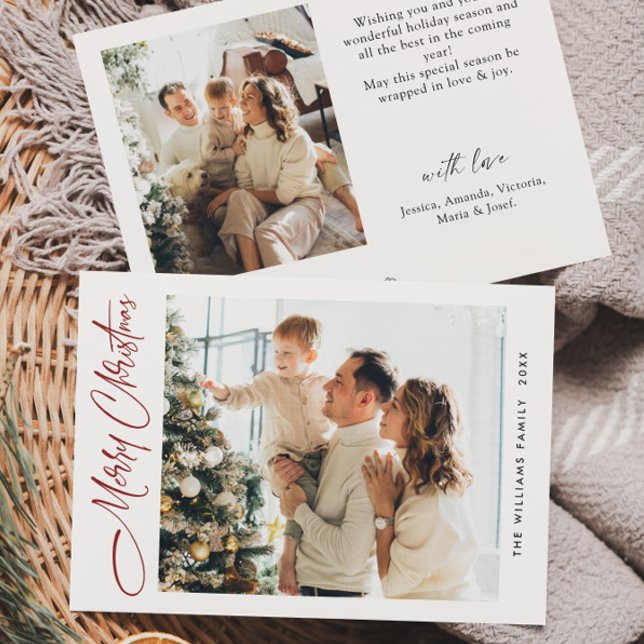 Elegant Minimalist Christmas Greeting 2 Photo Holiday Card (Creator Uploaded)