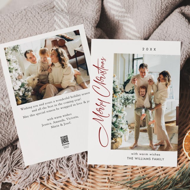 Elegant Minimalist Christmas Greeting 2 Photo Holiday Card (Creator Uploaded)