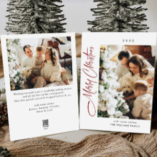 Elegant Minimalist Christmas Greeting 2 Photo Holiday Card