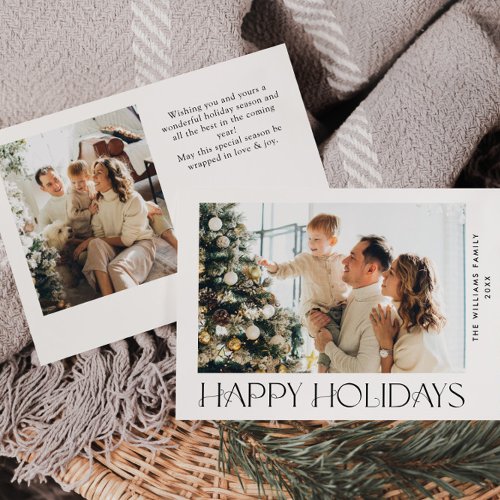 Elegant Minimalist Christmas Greeting 2 Photo Holiday Card