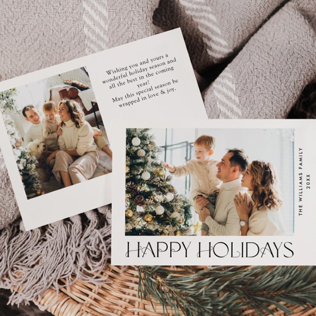 Elegant Minimalist Christmas Greeting 2 Photo Holiday Card (Creator Uploaded)