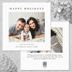 Elegant Minimalist Christmas Greeting 2 Photo Holiday Card