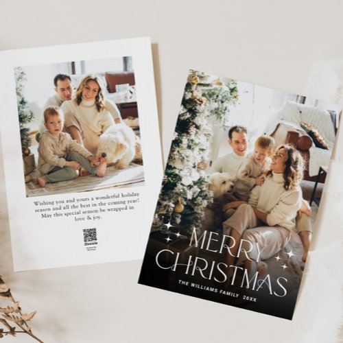 Elegant Minimalist Christmas Greeting 2 Photo Holiday Card