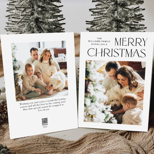 Elegant Minimalist Christmas Greeting 2 Photo Holiday Card