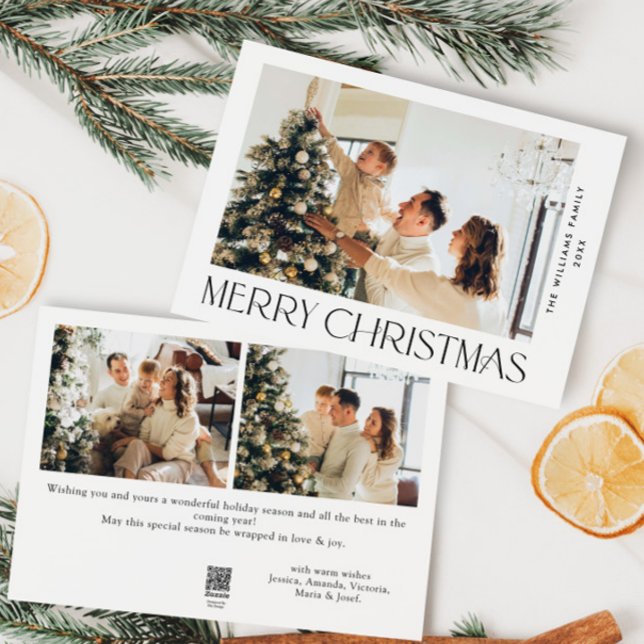 Elegant Minimalist Christmas Greeting 3 Photo Holiday Card (Creator Uploaded)